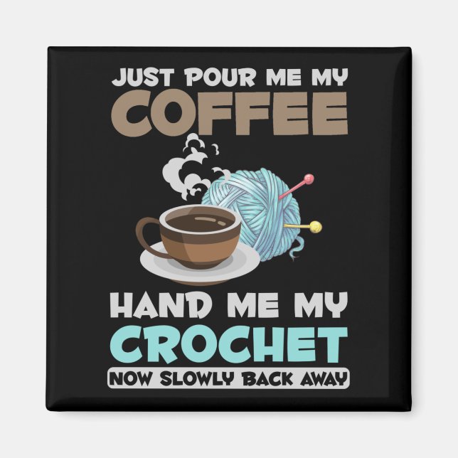 Imán Hobby de Crochet y Café Yarn Lover (Frente)