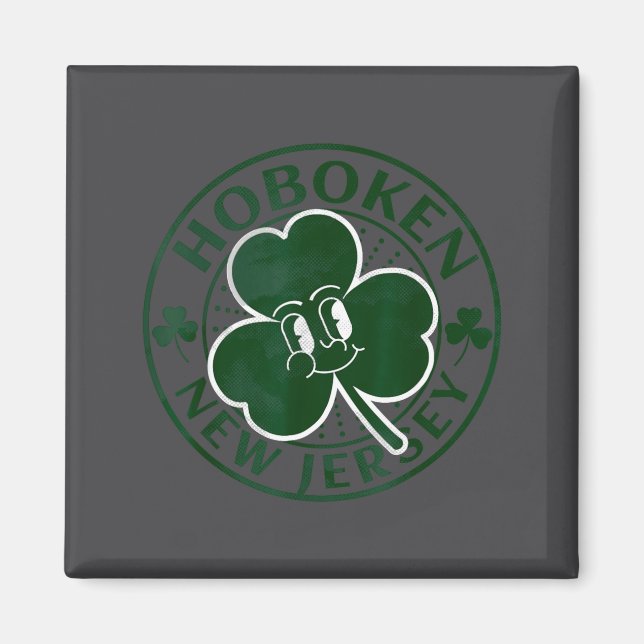 Imán Hoboken New Jersey Irish Shamrock Nj Retro Souveni (Frente)