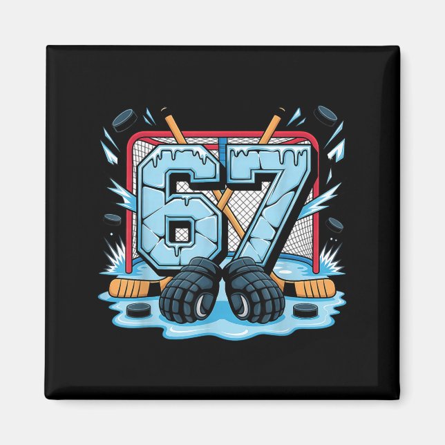 Imán Hockey 67 Drip Ice Rink Gloves Meme Six Seven Srts (Frente)