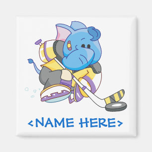 Imán Hockey azul del elefante de Lil