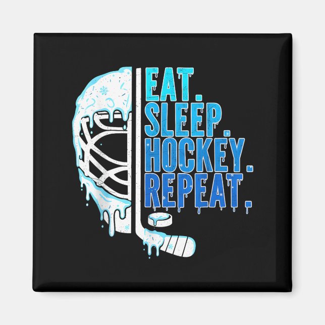 Imán Hockey Ice Cream Drip Eat Sleep Hockey Repeat Boys (Frente)