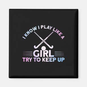 Imán Hockey sobre césped acuarela Juego como una niña
