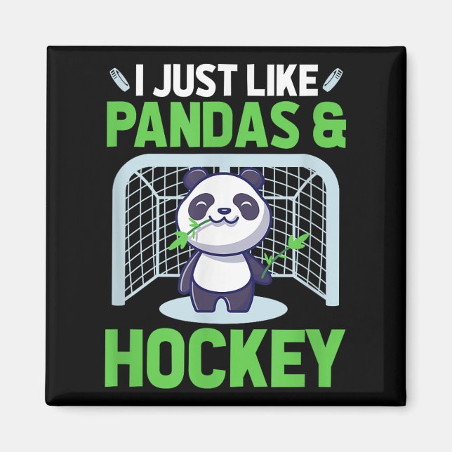 Imán Hockey sobre hielo, me gustan los pandas y los cam (Frente)
