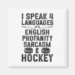 Imán Hockey sobre hielo Vintage Hablo 4 idiomas inglés