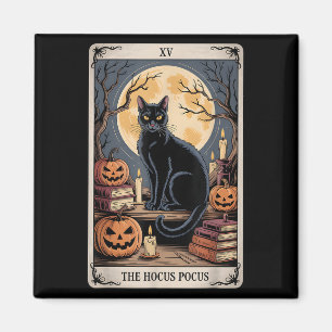 Imán Hocus Pocus Tarot Halloween Cat Pumpkin Mystic