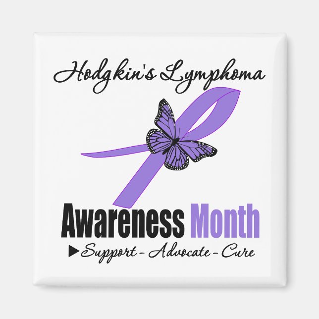 Imán Hodgkins Lymphoma Awareness Mes Ribbon Butterfly (Frente)
