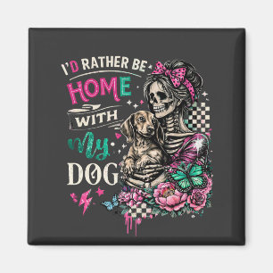 Imán Hogar con mi perro esqueleto gótico Dachshund