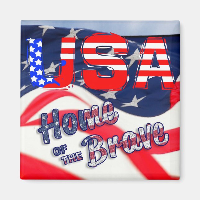 Imán Hogar de Estados Unidos de la bandera valiente (Frente)