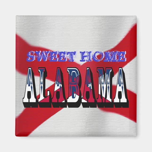 Imán Hogar dulce Alabama State Flag Magnet (Frente)