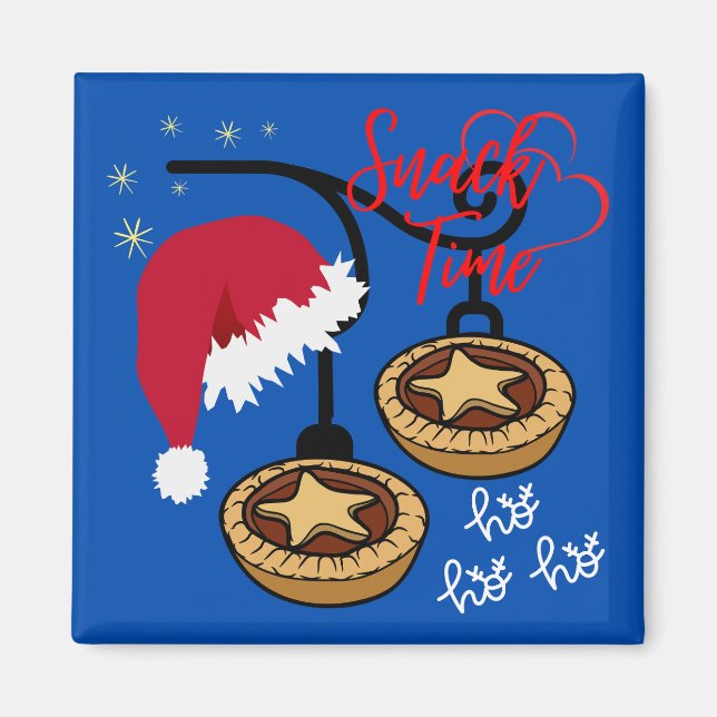 Imán Hogar dulce con Santa y Mince Pies (Frente)