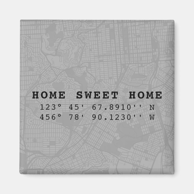Imán Hogar dulce hogar | Coordenadas de mapas y Persona (Frente)