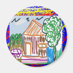 IMÁN HOGAR LINDO DE LA CABAÑA: ARTE DE LOS NIÑOS