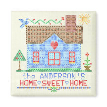 Hogar Sweet Home Cross Stitch House Personalizado