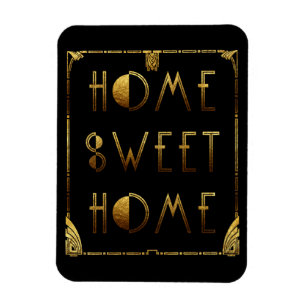 Imán Hogar Sweet Home Gold Art Deco Rótulo