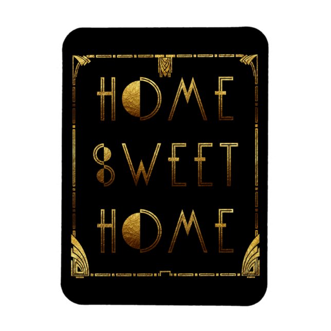 Imán Hogar Sweet Home Gold Art Deco Rótulo (Vertical)