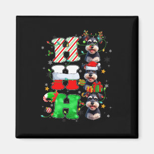 Imán Hohoho Schnauzer Dog Santa Elf Gorra Reindeo Chris