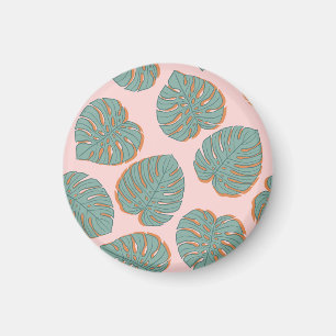 Imán Hoja de Monstera: Patrón Vintage Tropical