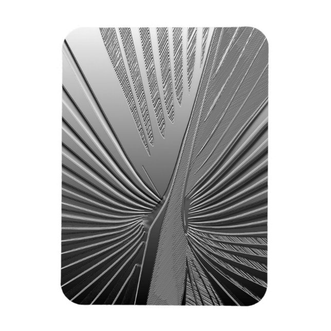 Imán Hoja de palma cromada Art Déco (Vertical)