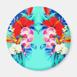 Imán Hoja de palmera de orquídea tropical verde azulada