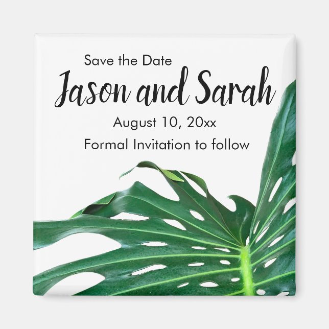 Imán Hoja de palmera tropical caribeña, diseño insular (Frente)