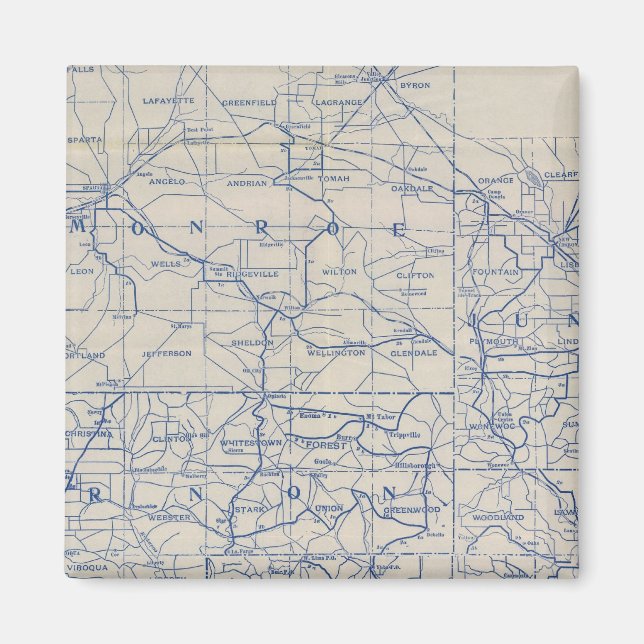 Imán Hoja de ruta para bicicletas de Wisconsin (Frente)