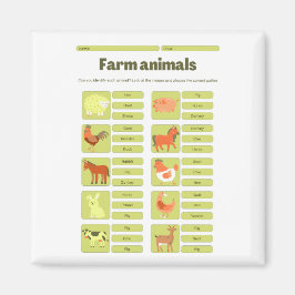 Imán Hoja de trabajo educativa para identificar animale
