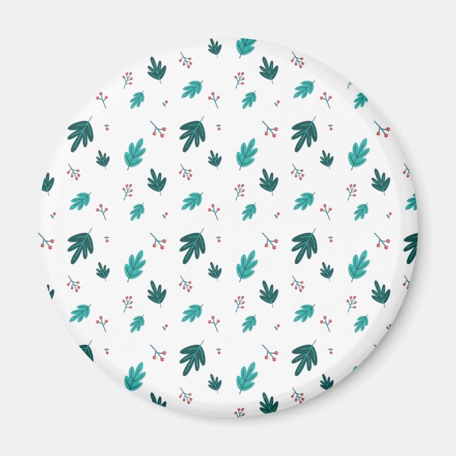 Imán Hojas de árbol evergreen y Berries Red Holly (Frente)