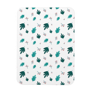 Imán Hojas de árbol evergreen y fresas rojas