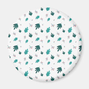 Imán Hojas de árbol evergreen y fresas rojas