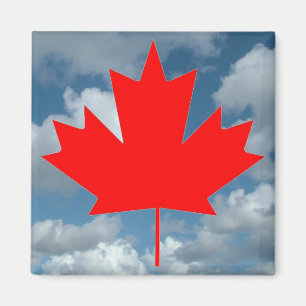 Imán Hojas de arce rojas de Canadá y cielo azul
