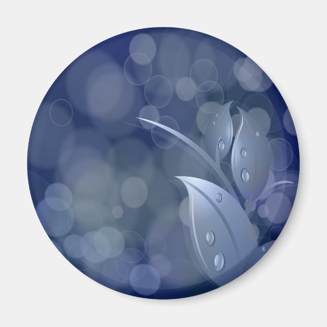 Imán Hojas de Bokeh Azul (Frente)