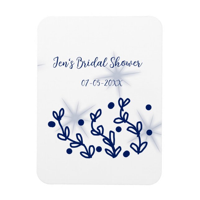 Imán Hojas de estrellas azules ducha de novia de lujo r (Vertical)
