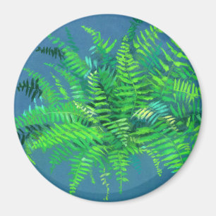 Imán Hojas de hierro, diseño floral, vegetación, azul y