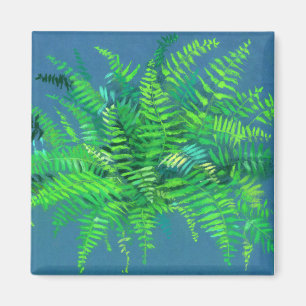Imán Hojas de hierro, pteridófito, arte floral azul y v