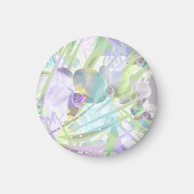 Imán Hojas de orquídea y palmera, tropicales (Frente)