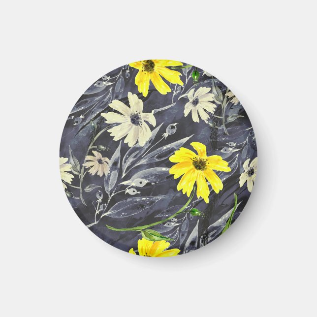 Imán Hojas de otoño, bayas: patrón de acuarela. (Frente)