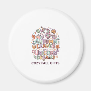 Imán Hojas de otoño de unicornio y sueños de unicornio