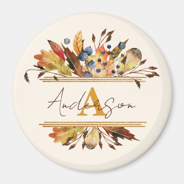 Imán Hojas de otoño enmarcan personalizadas  (Frente)