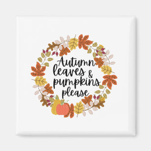Imán Hojas de otoño y calabaza por favor