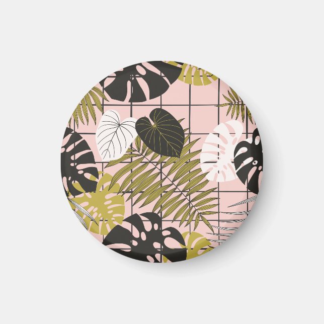 Imán hojas de palma tropical, verano elegante. (Frente)