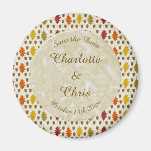 Imán Hojas de roble y maíz Personalizado Boda otoño