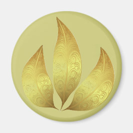 Imán Hojas ornamentales doradas únicas y lindas