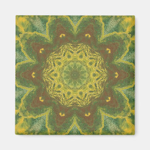 Imán Hojas otoñales abedulares abstractas kaleidoscopio
