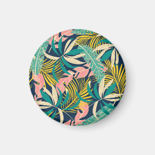 Imán Hojas tropicales coloridas: patrón de verano.