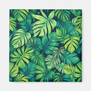 Imán Hojas Tropicales de Monstera Patrón de Jungla