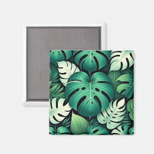 Imán Hojas tropicales exuberantes