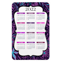Hojas tropicales moradas y azules | Calendario 202