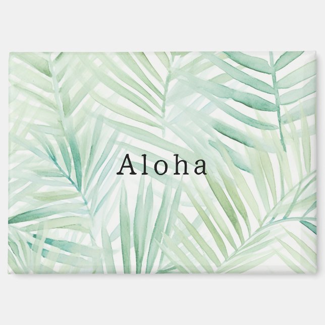 Imán Hojas Tropicales Verdes Aloha (Anverso)