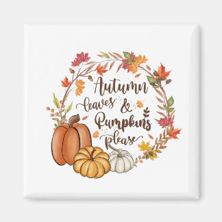 Imán Hojas y calabazas otoñales, por favor