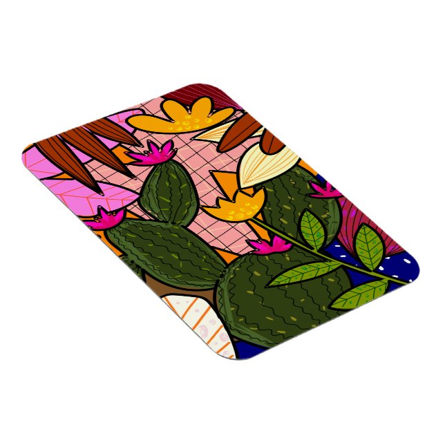 Imán Hojas y flores tropicales abstractas   (Lado Derecho)